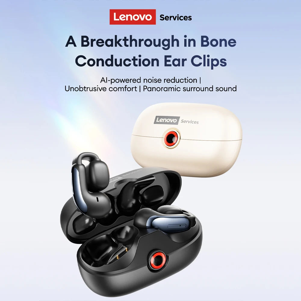 Lenovo LES-108 Bone Conduction TWS Ear Clips Earphones Wireless Bluetooth V6.0 Earbuds Sports Headphones Al Call Noise Reduction