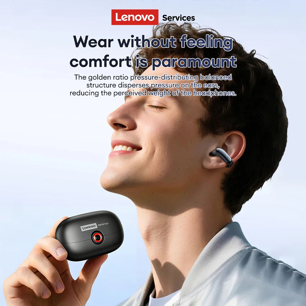 Lenovo LES-108 Bone Conduction TWS Ear Clips Earphones Wireless Bluetooth V6.0 Earbuds Sports Headphones Al Call Noise Reduction