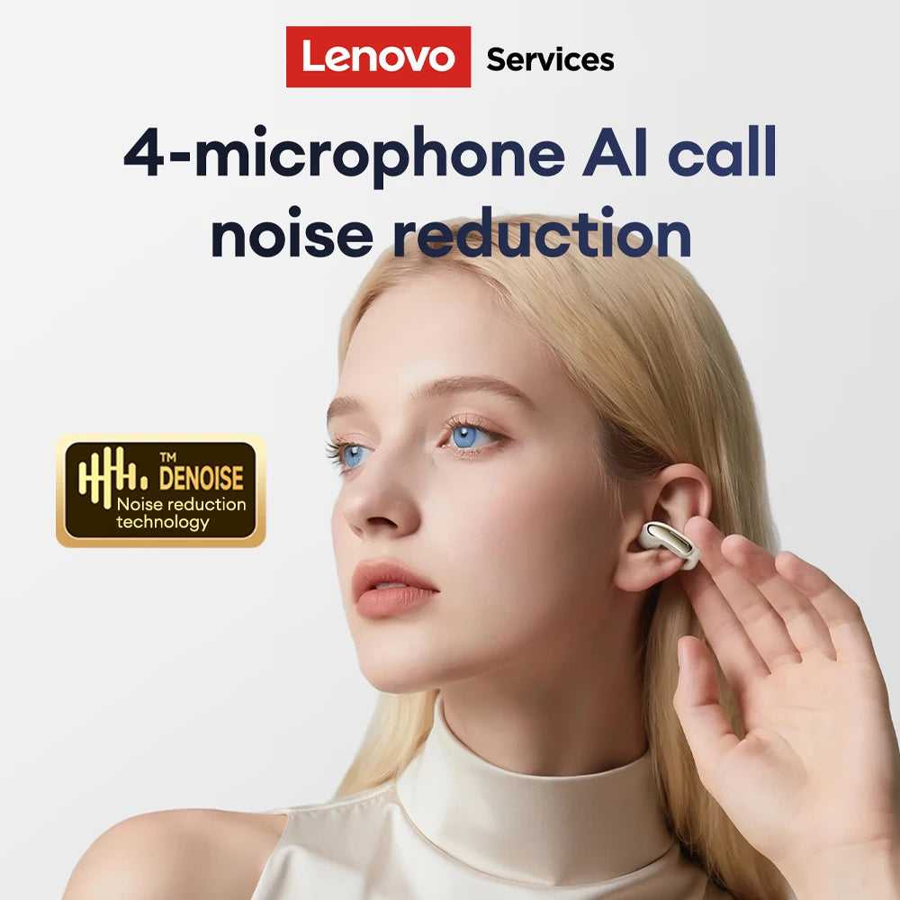 Lenovo LES-108 Bone Conduction TWS Ear Clips Earphones Wireless Bluetooth V6.0 Earbuds Sports Headphones Al Call Noise Reduction